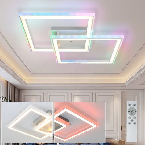 GBLY Deckenlampe LED Deckenleuchte Wohnzimmer - Schlafzimmerlampe RGB Farbwechsel Dimmbar Wohnzimmerlampe Modern Flurlampe mit Fernbedienung 35W Küche Deckenbeleuchtung Schwenkbar für Flur Büro