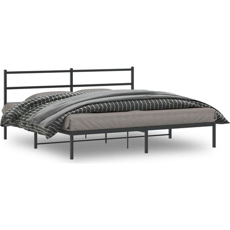 Bettgestell mit Kopfteil Metall Schwarz 200x200 cm