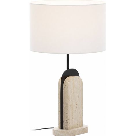 Lampe à poser travertin et métal noir - Naturel et noir mat (1/5)