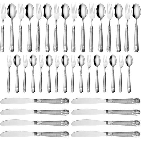 40-Piece Silverware Set, Premium Stainless Steel Cutlery Service for 5 People Including a Fork, Knife, Spoon, Dishwasher Safe, Set of 4