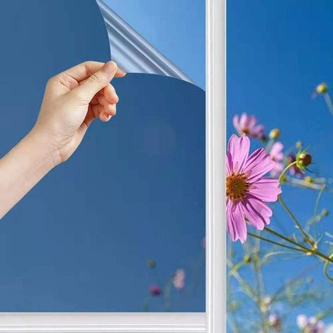 Tain-Free Mirror Window Film 99% Anti-UV, Anti-Heat, Anti-Gaze Temperature Control, Privacy Protection Adhesive Film for Windows, Home, Office, Store (Silver, 40 x 400 cm) (1/5)