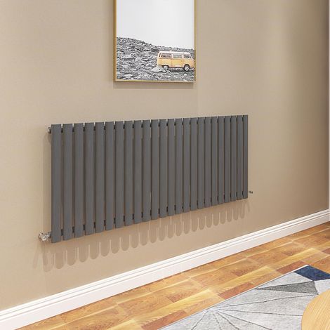 AICA Oval Column Radiator 600x1416mm Central Heating Horizontal Single Stylish Anthracite (1/5)