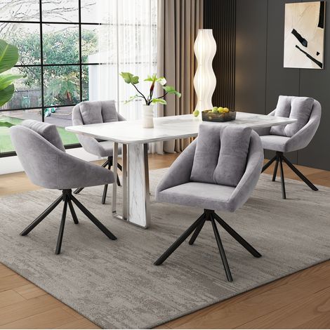 Stuhl Esszimmerstuhl Drehbar Samt Grau 4 Stück OKMYHOME (1/5)