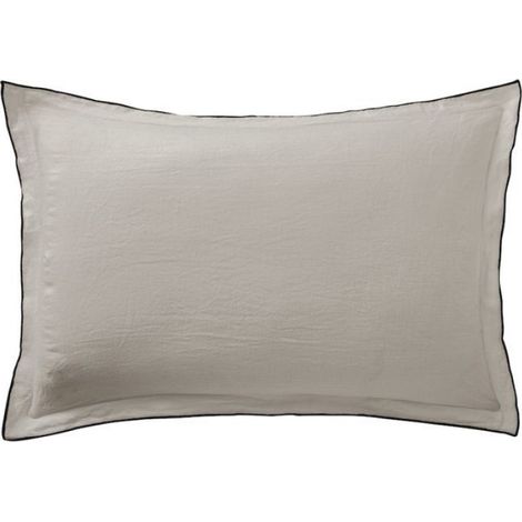 Taie d'oreiller en lin lave 50 x 70 cm beige (1/2)