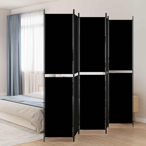 Cloison de séparation 5 panneaux Noir 250x220 cm Tissu (1/5)