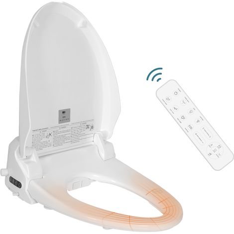 Puluomis – Abattant WC japonais automatique avec télécommande et bidet – Température et pression d'eau réglables – Couvercle à fermeture lente – Blanc