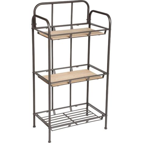 Scaffale a 3 Ripiani in Legno e Metallo 104x53x32cm (1/4)