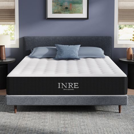 Matelas 140x200 cm INRE, Épaisseur 30 cm, Ressorts Ensachés, Confort Ferme, Solide et Confortable, Certifié Oeko-tex, 7 Zones Différenciées-GZ