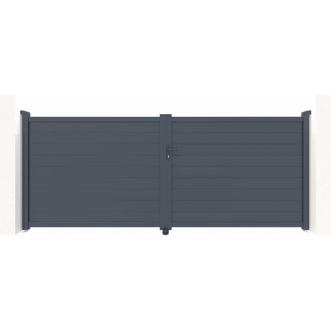 Casanoov – Portail aluminium battant 400x160cm – Occultation totale – Aluminium gris anthracite RAL 7016 – Montage facile avec notice incluse