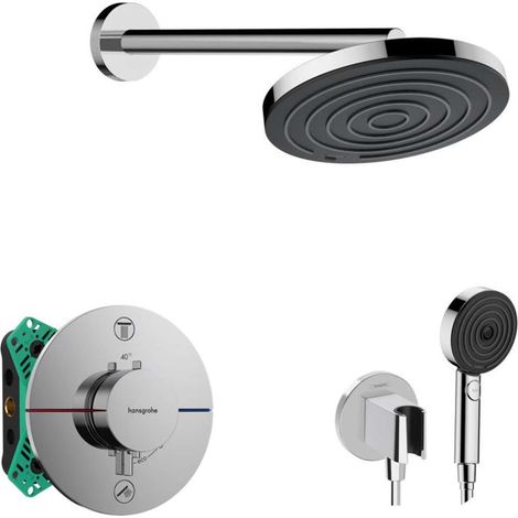 Hansgrohe - Brauseset mit Unterputz-Thermostat, mit Einbaukörper, Durchmesser 26 cm, 3 Strahlarten, Chrom SANI21HHH002