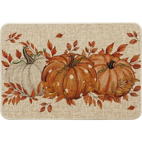 40 x 60 cm Mode Paillasson d'automne, citrouilles orange, feuilles d'érable, décoration de la maison, tapis de cuisine, tapis de sol pour intérieur (1/5)
