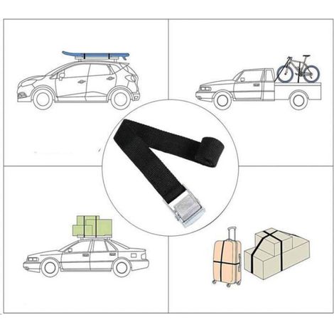 10pcs Sangle d'arrimage 39CM Kit de Fixation pour Moto/ Voiture/ Porte Vélo Sangle de Serrage Charge Maximale 500 kg - Noir (1/4)