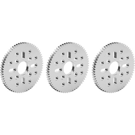 3-teiliges Stirnrad mit geraden Zähnen, 4 lange Bohrungen, 12 runde Bohrungen, Modul 0,8, 14 mm Mittelbohrung, 4 mm Dicke, 4312-0