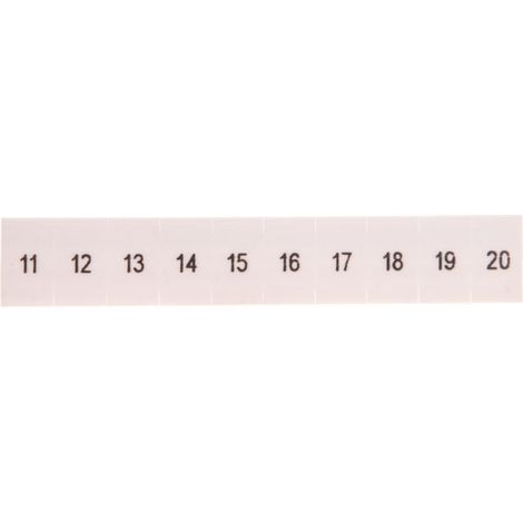 Marcador para conectores de riel, etiqueta ZB 6 numerada del 11 al 20, blanca /10 unidades/