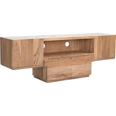 Meuble TV en bois d'acacia et marbre Tara (1/5)