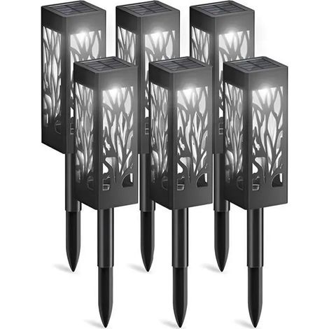Lampes solaires - set de 6 - lampes de pelouse à feuilles [lumière blanche] - petite veilleuse de jardin - extérieur (1/5)