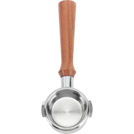 Bodenloser, einlagiger Kaffeefilterhalter aus Aluminiumlegierung (58 mm) für die Expobar F Kaffeemaschine, Rosenholz-Finish (1/5)