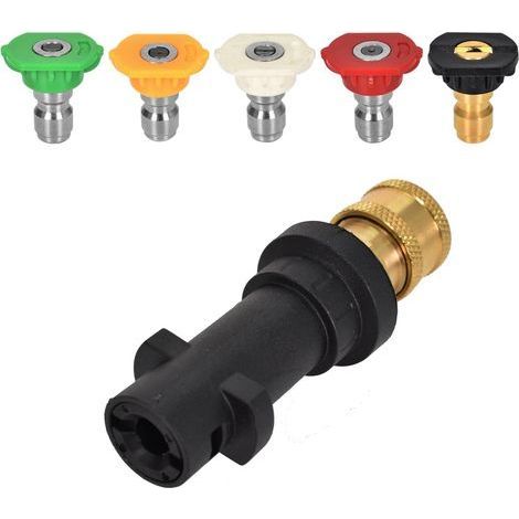 Adapter for High Pressure Cleaner, Quick Connection 1/4 Compatible with Karcher Karcher K2-K7, with 5 Multi-Degree Nozzle Tips, Cleaner Accessory Kit (A) (1/5)