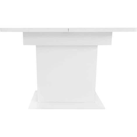 Conjunto de comedor con mesa extensible rectangular blanca y 4 sillas de terciopelo (1/5)