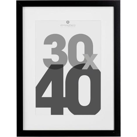 Atmosphera – Cadre photo en bois noir 30x40cm – MDF et verre – Passe-partout inclus – 2 formats de photo adaptables (1/3)