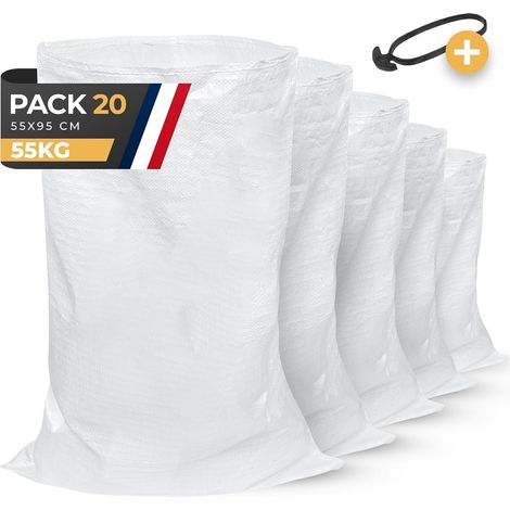 Bauschuttsäcke – 20 Stück – Polypropylen – Tragkraft 55 kg – Für Baustellen und Gärten – 55 x 95 cm (1/5)