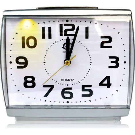 Réveil Analogique, Grand Réveil Carré, Mouvement Silencieux De Haute Qualité, Miroir En Plastique Transparent, Avec Veilleuse, Sans Pile (Taille: 14613cm)