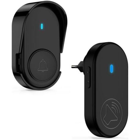 Sonnette sans fil extérieure imperméable, kit sonnette IP66 étanche (noir) (1/4)
