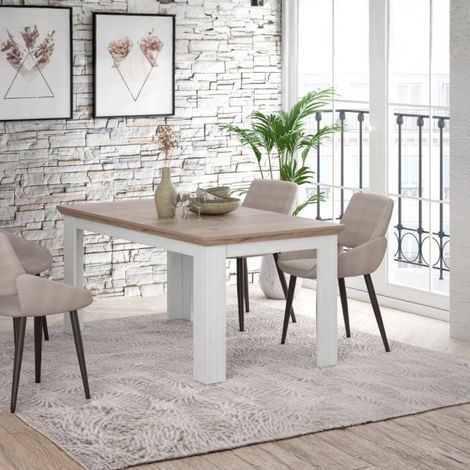 Tavolo allungabile Forma con piano in rovere e struttura bianca