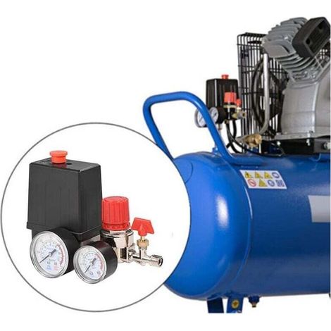 AIPERQ Pressostat Compresseur d'air, Compresseur d'air 12 bar, Pression du Pressostat avec manomètres pour régulateur de soupape de commande de commutateur de réduction de pression rapide (1/4)