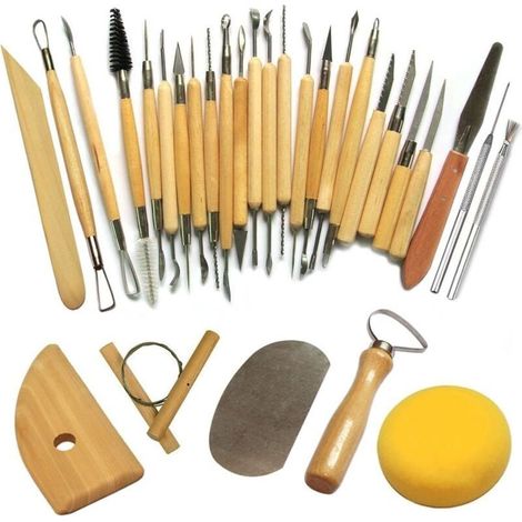 Outil de Poterie Outils de Sculpture Argile Burin pour Potier / Artiste de Céramique Kit 30 Pcs Accessoire pour graveur et outil de précision (1/4)