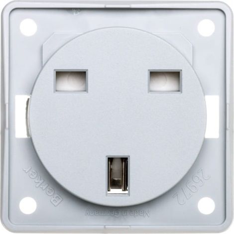 Integro Flow Einzelsteckdose mit 16A, britischer Standard, hellgrau, 0962622506