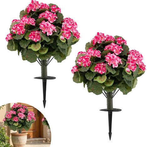 COSTWAY 2 Mazzi Di Begonia Artificiali Set Di 2 Fiori Artificiali Gerani Begonie Finti Per Interni Ed Esterni Decorazione Da Tavolo Arbusti Cespuglio Picchett (1/5)