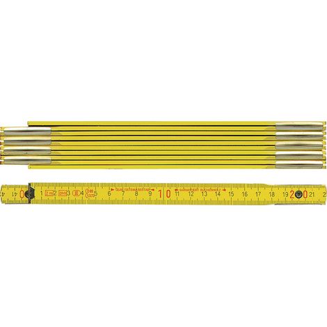 BMI Meterstab 9002, Holzgliedermaßstab, Farbe gelb, Länge 2 Meter, Buchenholz (1/3)