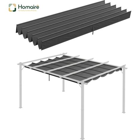 HOMAIRE Ersatzdach Pergola 3,5x2,5m avec trous de drainage et protection solaire pour jardin et terrasse, couleur gris foncé