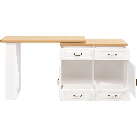 Tavolo bar allungabile bianco in MDF 203 x 39 x 92,8 cm con LED e vano contenitore (1/5)