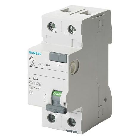 Disjoncteur différentiel Sentron 2P 25A 30mA, type CA, pôle N, gauche 5SV4312-0KL