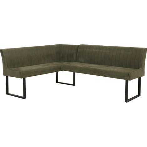 [NEUWERTIG] Eckbank HHG-542, Esszimmerbank Bank, Öko-Tex (310g/m²) Chenille Stoff/Textil Metall 159x210cm grün (1/5)