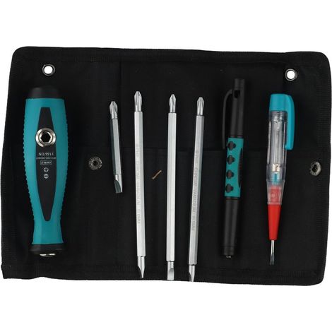 Kit de 40 tournevis de précision pour réparation électronique avec testeur électrique – pour embouts CR-V pour ordinateur portable, téléphone, console, lunettes, montres, outils de montre, bleu et (1/5)