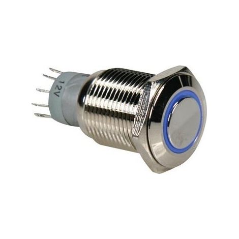 Interrupteur métallique rond spdt 1no 1nc - anneau bleu