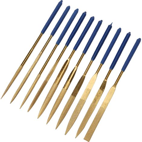 10-teiliges Set (4 x 160 mm) Mini-Diamantnadelfeilen mit Titanbeschichtung für die Bearbeitung von Stahl, Keramik und Glas (1/5)