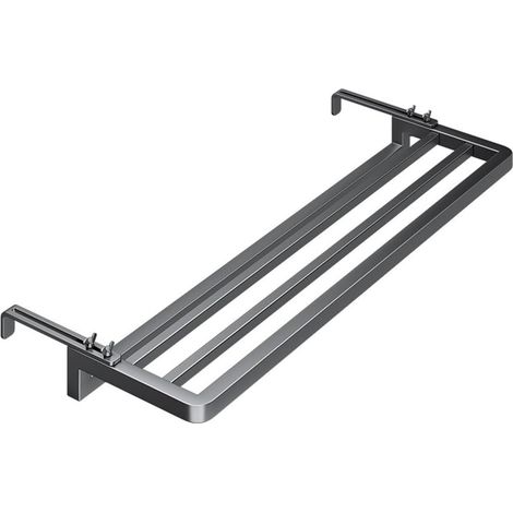40 cm en acier au carbone, sans perçage, résistant à la rouille, pour radiateur, rangement de vêtements, gain de place dans la salle de bain (noir) (1/4)