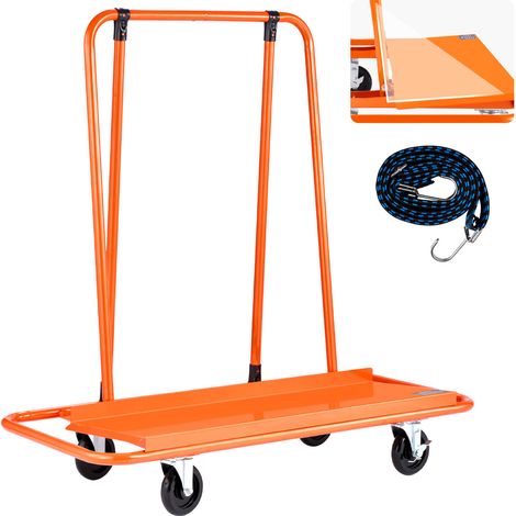 VEVOR Carro para Paneles, Capacidad de Carga de 816 kg, con 4 Ruedas Giratorias y Correa de Tensión, Ayuda de Transporte para Contrachapado, Yeso y Vidrio, 1150 x 555 x 1180 mm, Color Naranja