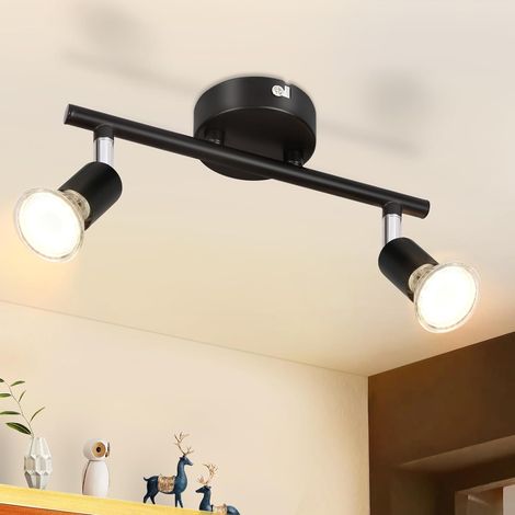Plafonnier, spot orientable 2LED avec ampoule, plafonnier moderne, plafonnier rotatif à 330°, plafonnier en acier inoxydable, lumière chaude (1/5)