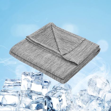 WOLTU Sommerdecke Selbstkühlende Decke Mikrofaser Arc-Chill, Kühldecke mit Q-Max0.45, Kühl und Hautfreundlich, weiche Sofadecke Reisedecke 220 x 240cm Grau