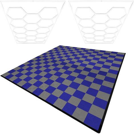 Hexagon LED Lights x 2 & Vented Garage Floor Tiles With Edges - (1/5)