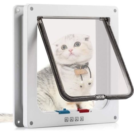 Hautstore Chatière pour Chat avec magnétique à 4 Voies, Porte pour Animaux de Compagnie pour Chats et Petits Chiens, Porte pour (1/4)