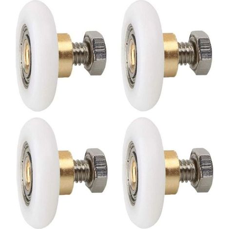 4 Stück Duschtürrollen, Duschtür-Ersatzräder, geriffelte Duschtür-Ersatzrollen mit Schrauben, Durchmesser 23 mm (1/4)