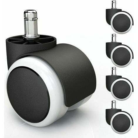 Stille und schutzende PVC-Rollen für harte Böden – Universelle Bürostuhlräder (11 x 22 mm, weiß) – 5er Set (1/4)