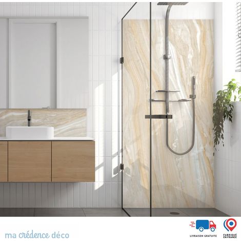 Panneau de douche : Marbre de Candelo - Couleur Beige ivoire - Alu composite - 90 - 245 (1/4)