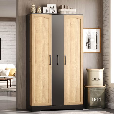 Küchenschrank mit Gewürzregal, 150 x 78 x 40 cm, 2 Türen, verstellbare Regale, schwarz OKMYHOME (1/5)